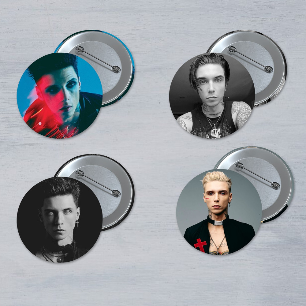 Andy Biersack Black Veil Brides 3 Inch Pinback Button 4 Pack Stocking Stuffer